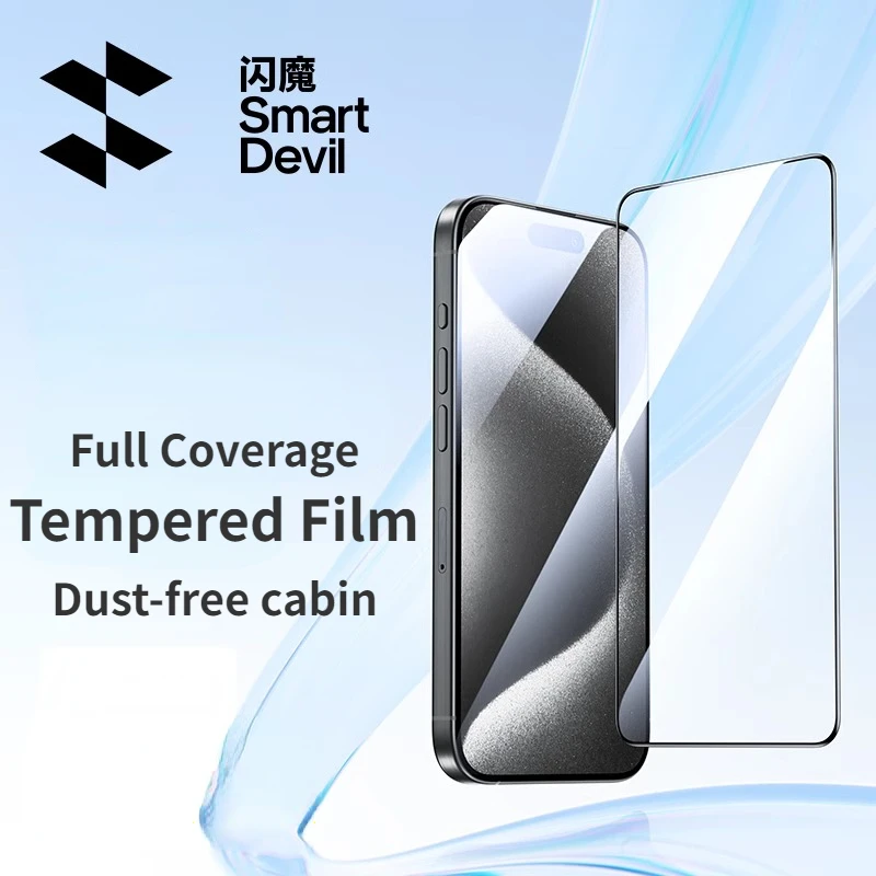 Protector de pantalla SmartDevil para iPhone 15 Pro Max 15 Plus, cubierta completa de vidrio templado HD a prueba de polvo con herramienta de fácil instalación