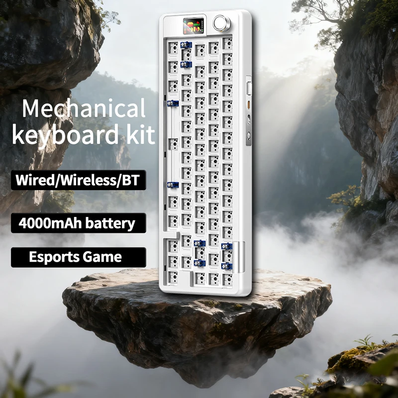 YINDIAOY65S Kit de teclado mecánico intercambiable en caliente 3 mod Bluetooth 2,4G estructura de junta retroiluminada RGB inalámbrica con pantalla de visualización