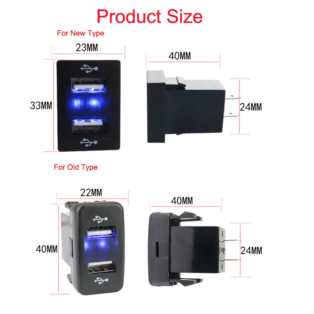 Cargador de teléfono de coche USB modificado con orificio Original para Toyota Corolla, instalación de doble cargador de coche, posición de orificio reservada, Dual 4.2A - imagen 5