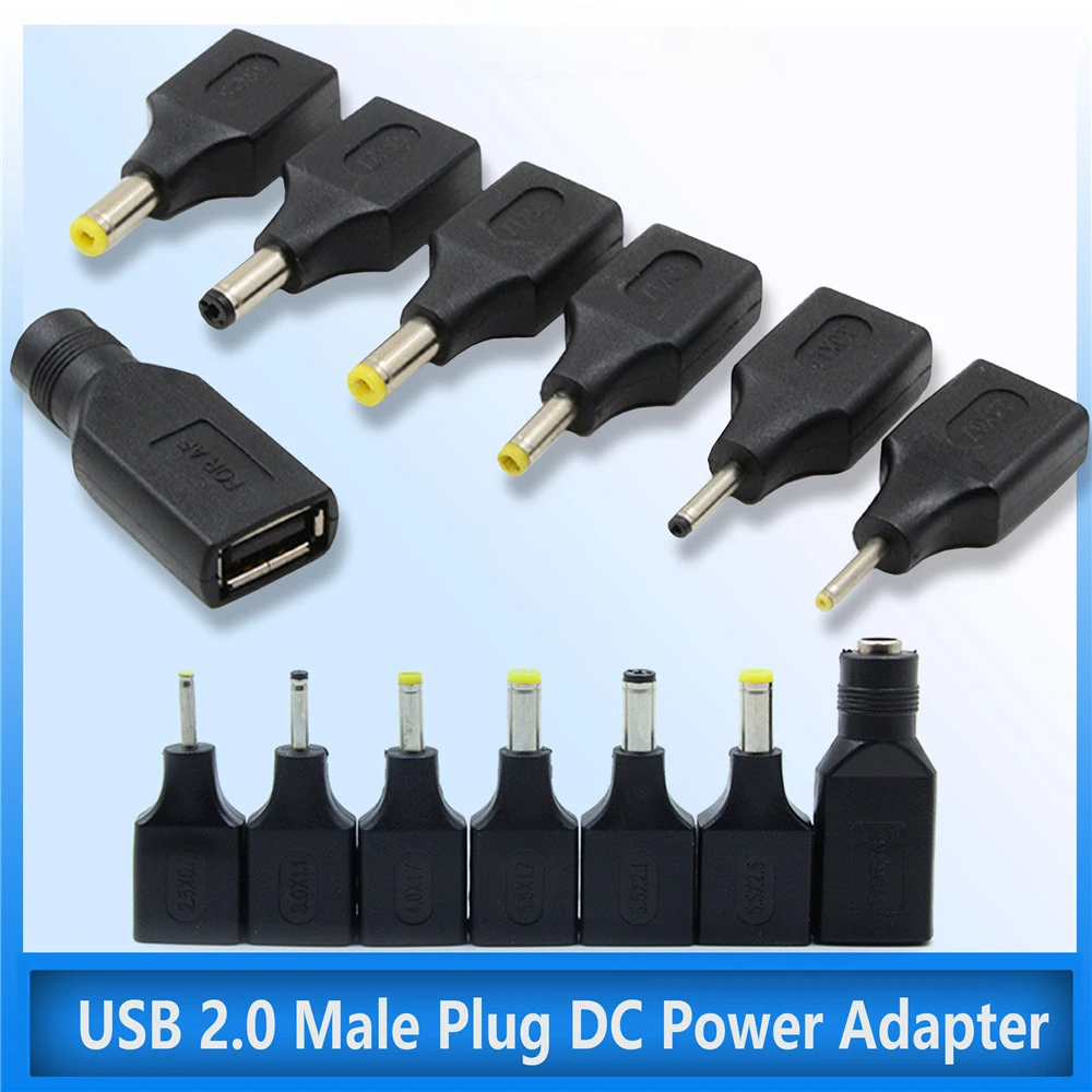 Conector adaptador de corriente para ordenador portátil, enchufe CC USB hembra a macho Universal DC25 * 07/30*11/55*25mm para carga de portátil Lenovo Asus - imagen 2