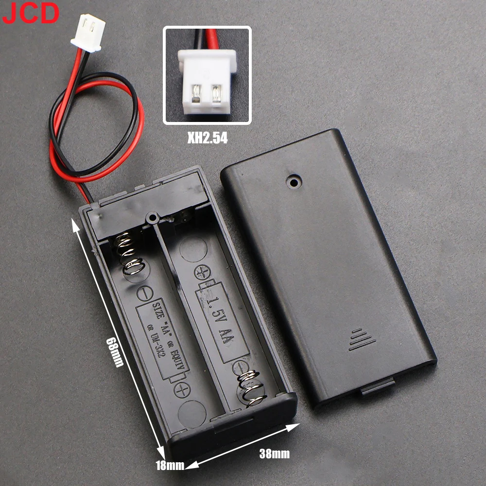 Caja de Baterías JCD AA con Conector PH2.0 XH2.54 SM USB DC 5.5x2.1mm, Cable de Terminal, Soporte para Baterías AA de 2 Ranuras con Interruptor - imagen 3