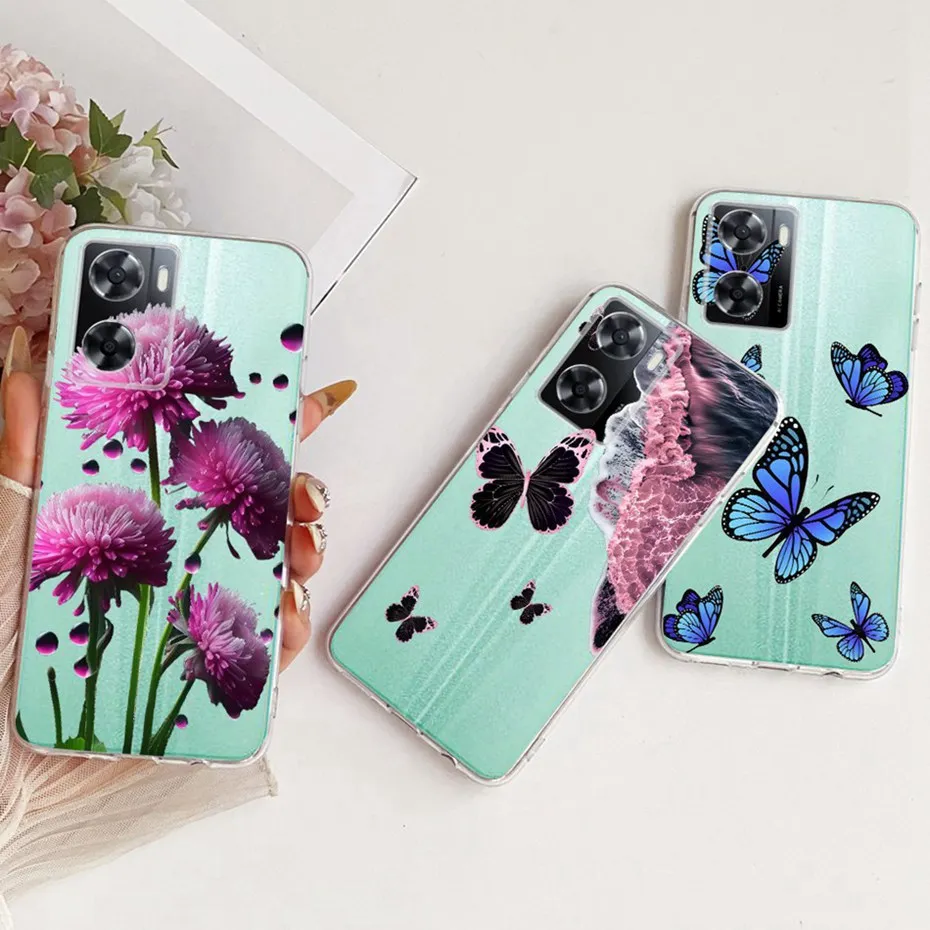 Funda transparente de TPU para OPPO A57 4G 2022 A77 A77s, fundas de teléfono con patrón de nuevo estilo para OPPO A57 4G CPH2387, fundas traseras para parachoques - imagen 4