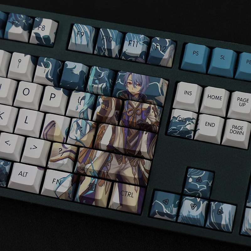 Juego de 108 teclas de teclas PBT con subcama de tinte, teclas de dibujos animados de Anime para juegos, teclas Kamisato Ayato para Genshin Impact Cherry Profile - imagen 2