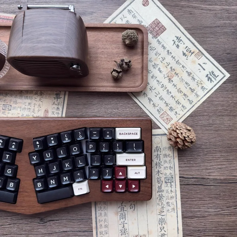 Kit de teclado con diseño Alice, Kit de teclado ISO trimododo de intercambio en caliente de madera de nogal personalizado, junta para teclado mecánico de oficina para juegos - imagen 4