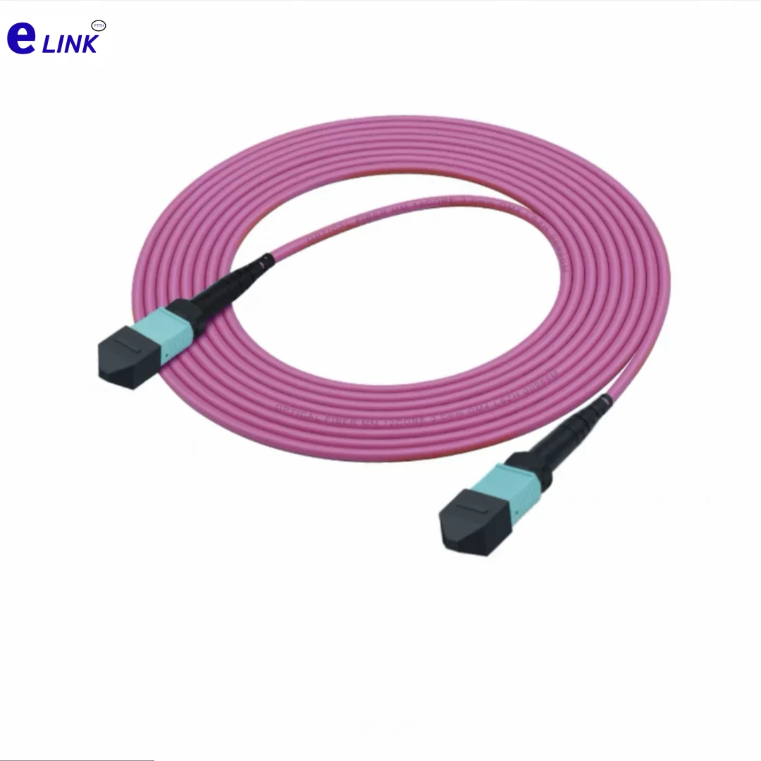 Cable de conexión de fibra óptica MPO 24 núcleos OM4 hembra tipo B redondo voilet 1 3 5 10 15 20M puente MTP cable de parche de fibra óptica OM4 - imagen 4
