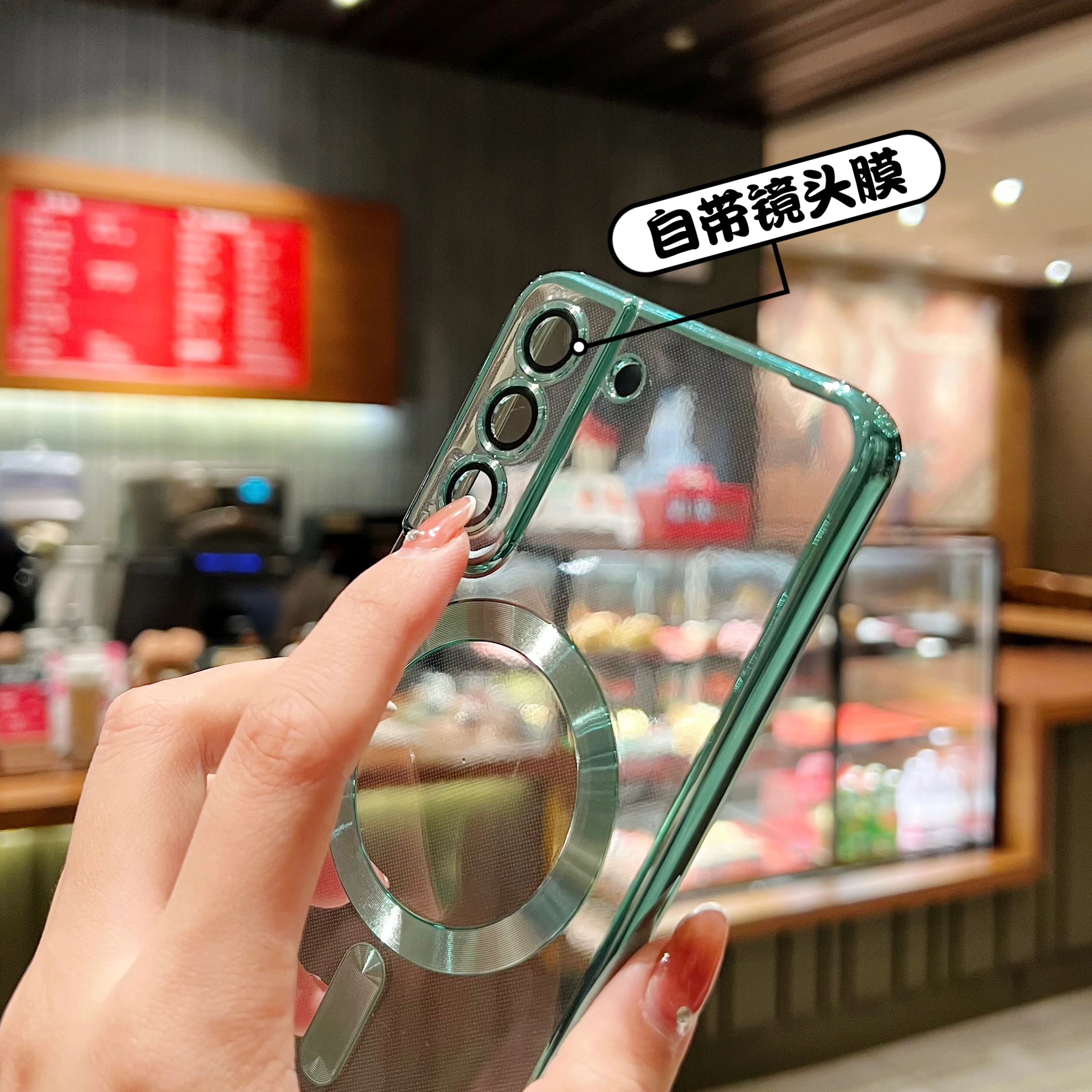 Magsafe-funda magnética para teléfono Samsung Galaxy S23, S22, S21, Ultra FE, 6D, transparente, suave, carga inalámbrica, cubierta de cámara de vidrio - imagen 5