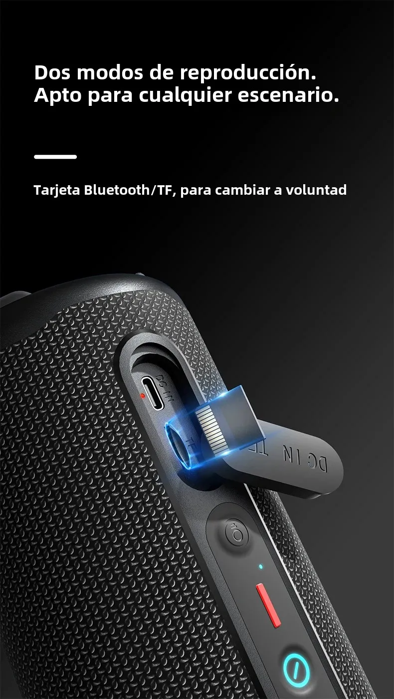 Rockmia EBS-613 Altavoz RGB portátil Bluetooth 5,3 potente caja de bajos tela de luz LED colorida malla 1800MAH impermeable al aire libre - imagen 5