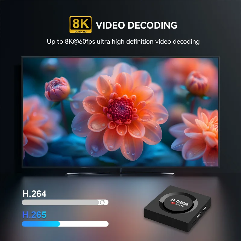 Q96 H-think M100 box WiFi 4G 5G reproductor multimedia remoto por voz BT Android 14 TV Box IPTV 4K 8K Ultra HD HDR10 Allwinner TV box - imagen 4