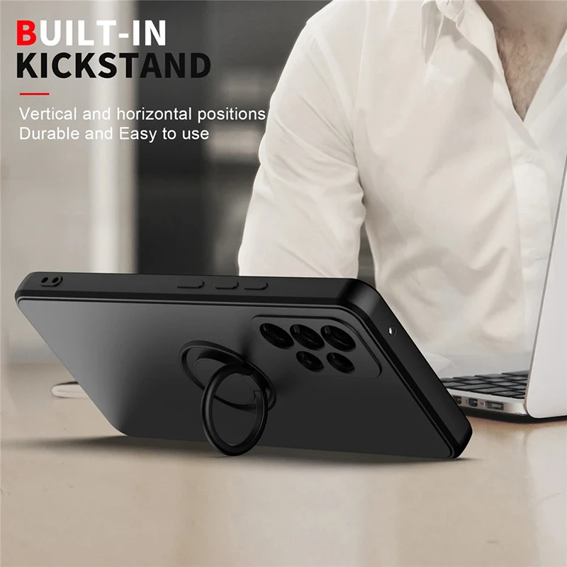 Funda de teléfono suave con anillo de soporte magnético de silicona líquida para Samsung A54 A53 A52 A51 A71 A34 A32 A22 A73 S23 Ultra Plus S21FE - imagen 3