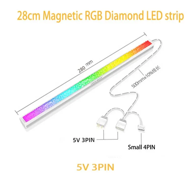 COOLMOON Diamond RGB LED Strip Symphony PC Case Tira de luz decorativa Barra de luz de atmósfera 5V 3Pin AURA SYNC 28mm - imagen 2