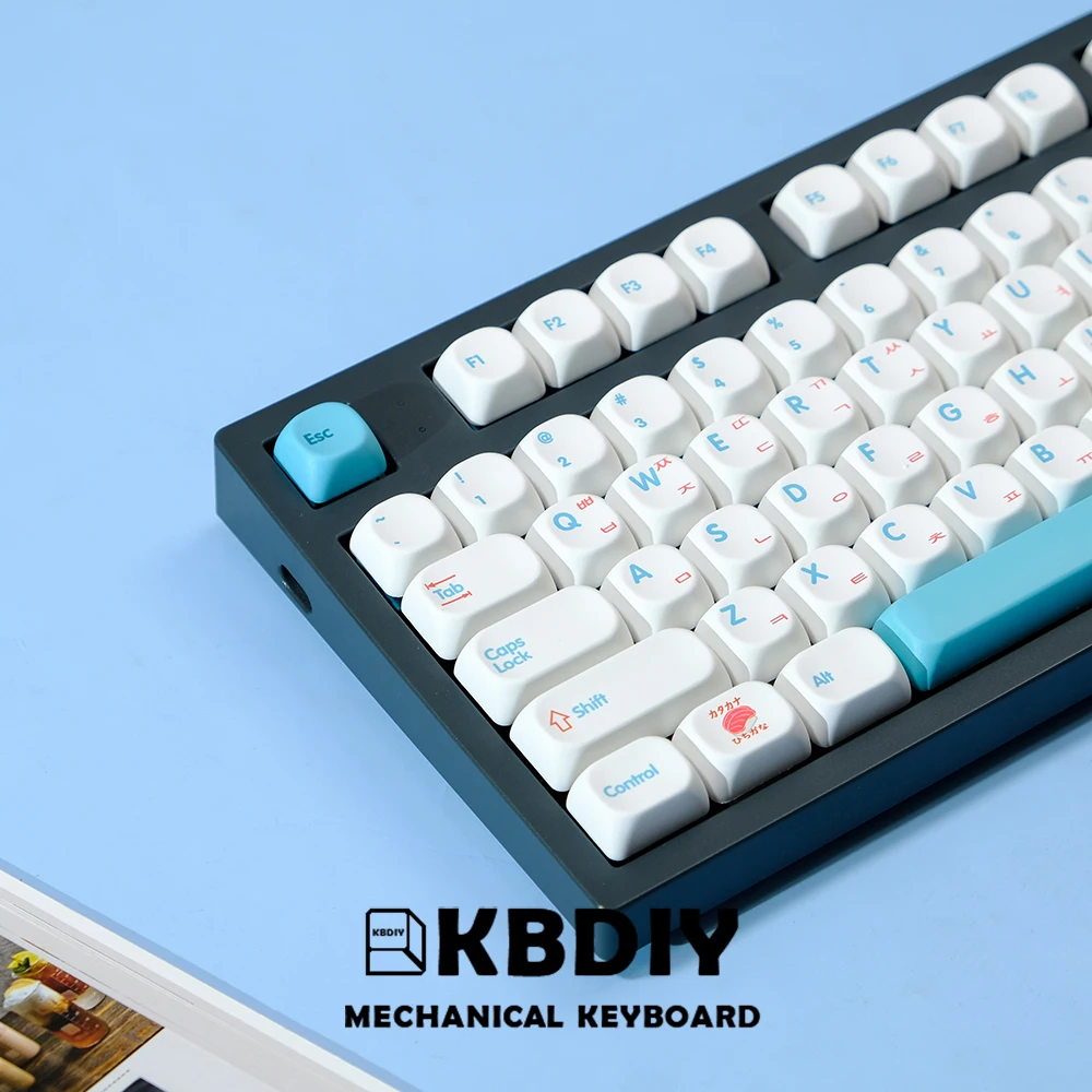 KBDiy PBT Sushi Keycap KOA perfil japonés coreano Keycaps ISO 7u MAC blanco 138 teclas para teclados de juego mecánicos GMK67 - imagen 4