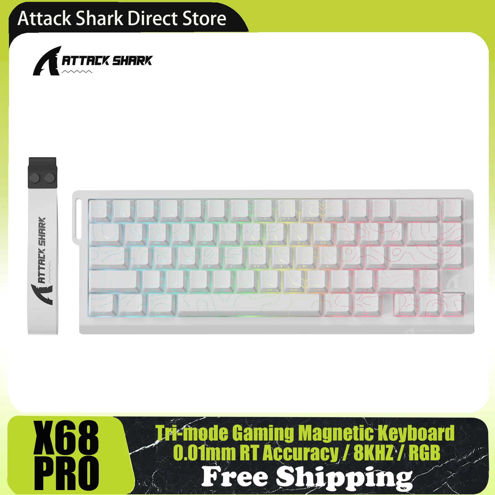 ATTACK SHARK X68PRO HE Teclado magnético inalámbrico para juegos, actuación ajustable RT de 0,01 mm, tasa de orinar de 8 Khz, intercambiable en caliente, RGB, jugador - imagen 2