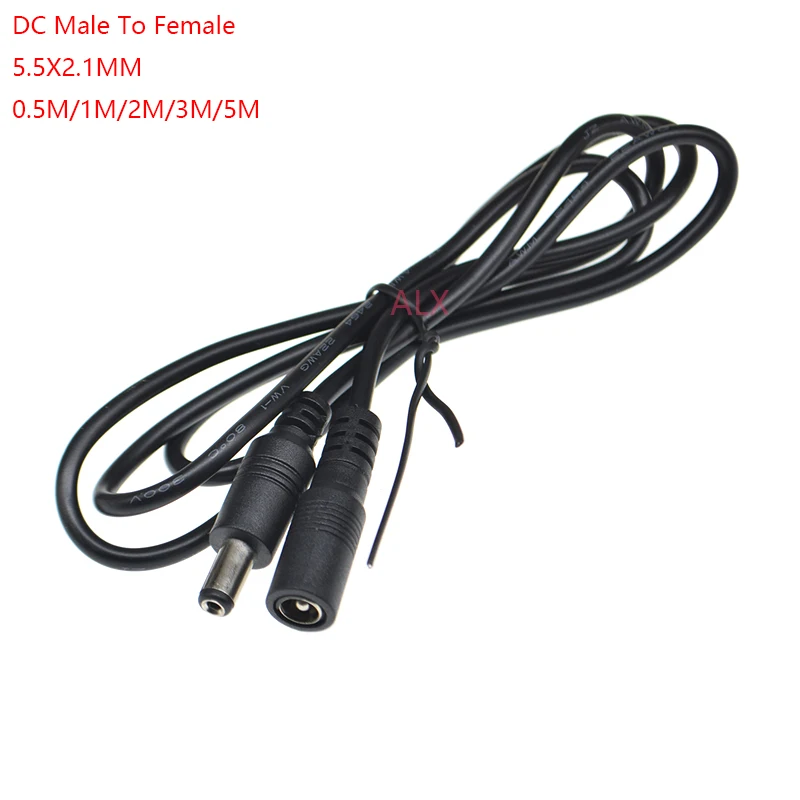CABLE de extensión de alimentación CC de 5V, 12V, 5,5x2,1 MM, enchufe macho a hembra, conector con CABLE para tira de luz LED CCTV de 0,5 M/1M, 1 unidad