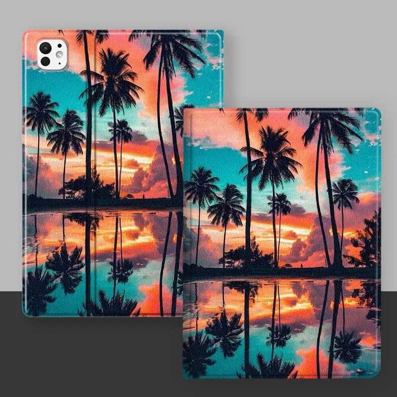 Funda reflectante de palma de puesta de sol para iPad Pro Air 2 3 4 5 6th 7th 11th Gen 10,2 9,7 11 10,5 10,9 12,9 funda para tableta de 13 pulgadas - imagen 3