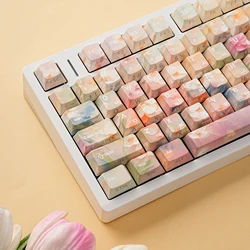 Teclas PBT Floral Translúcidas Backlit Teclado Mecánico