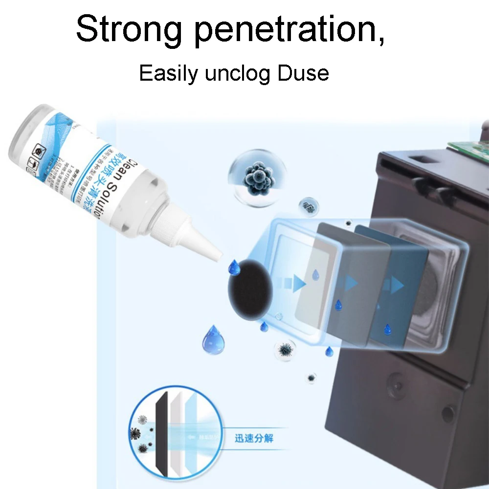 Solución de limpieza de 100ml, tinta líquida a base de agua, limpiador de cabezal de impresión, tinte/pigmento/tinta de sublimación para impresora Epson/HP/Canon/Brother - imagen 2