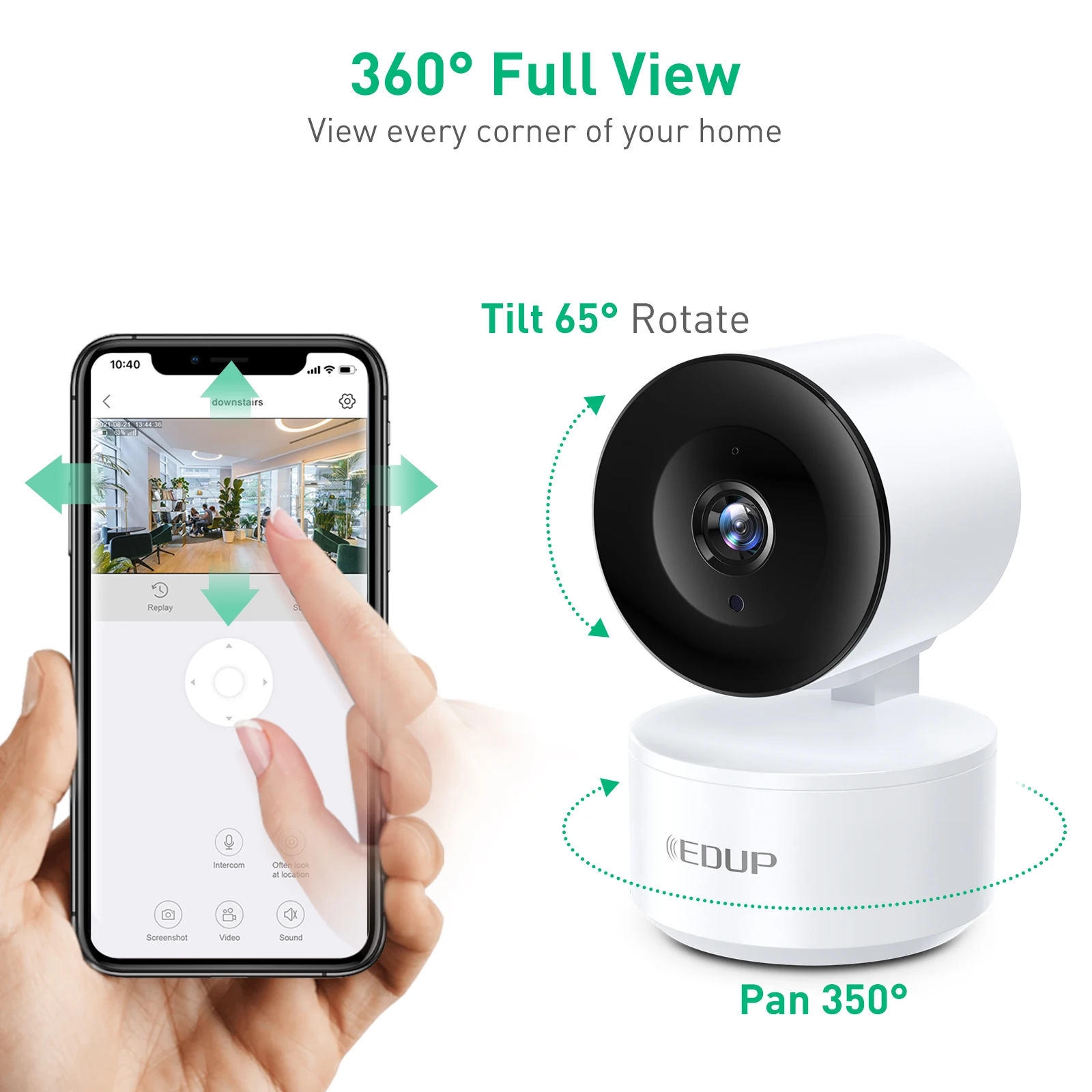 EDUP-Cámara de seguimiento automático para el hogar, minicámara de seguridad con Audio bidireccional, detección IA, pan tilt, 3MP, Wifi, Tuya, Smart Life - imagen 4
