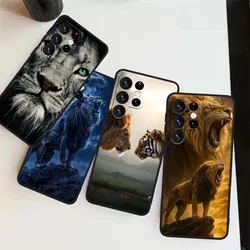Estampado de León Animal para Samsung Galaxy Note 20 10 9 8 A24 A34 M13 M31 M32 M52 M62 Ultra Lite funda de teléfono negra