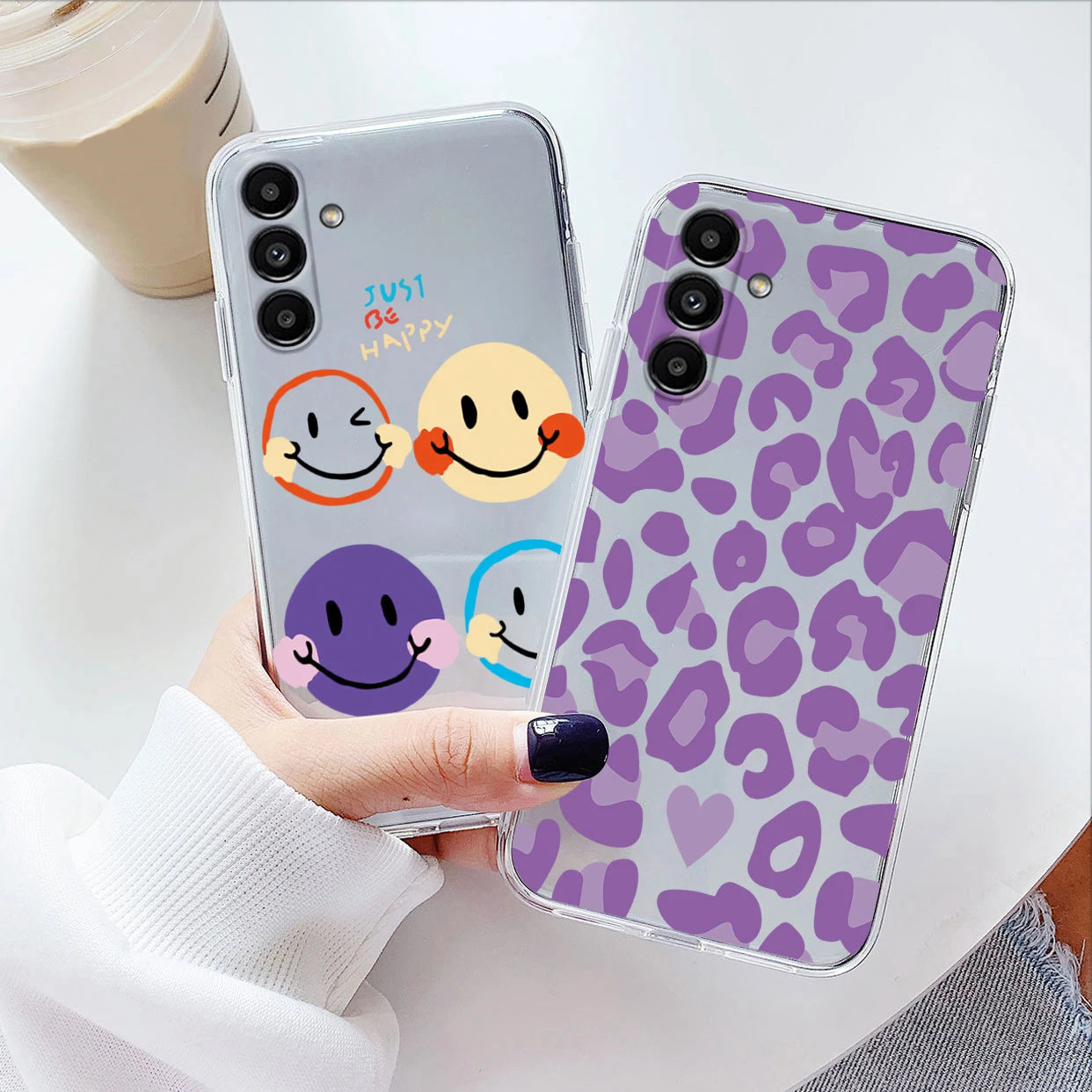 Funda de teléfono transparente para Samsung Galaxy A54 A13 A14 A52 A12 Funda de dibujos animados de flores suave TPU a prueba de golpes Funda bolsas corazón transparente - imagen 2