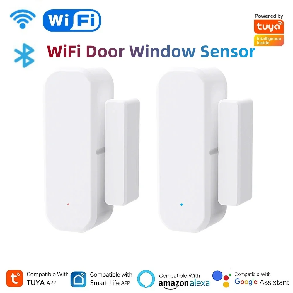 Sensor de puerta inteligente Tuya WiFi puerta ventana Detector abierto cerrado sistema de alarma de seguridad para el hogar Control por aplicación Smart Life