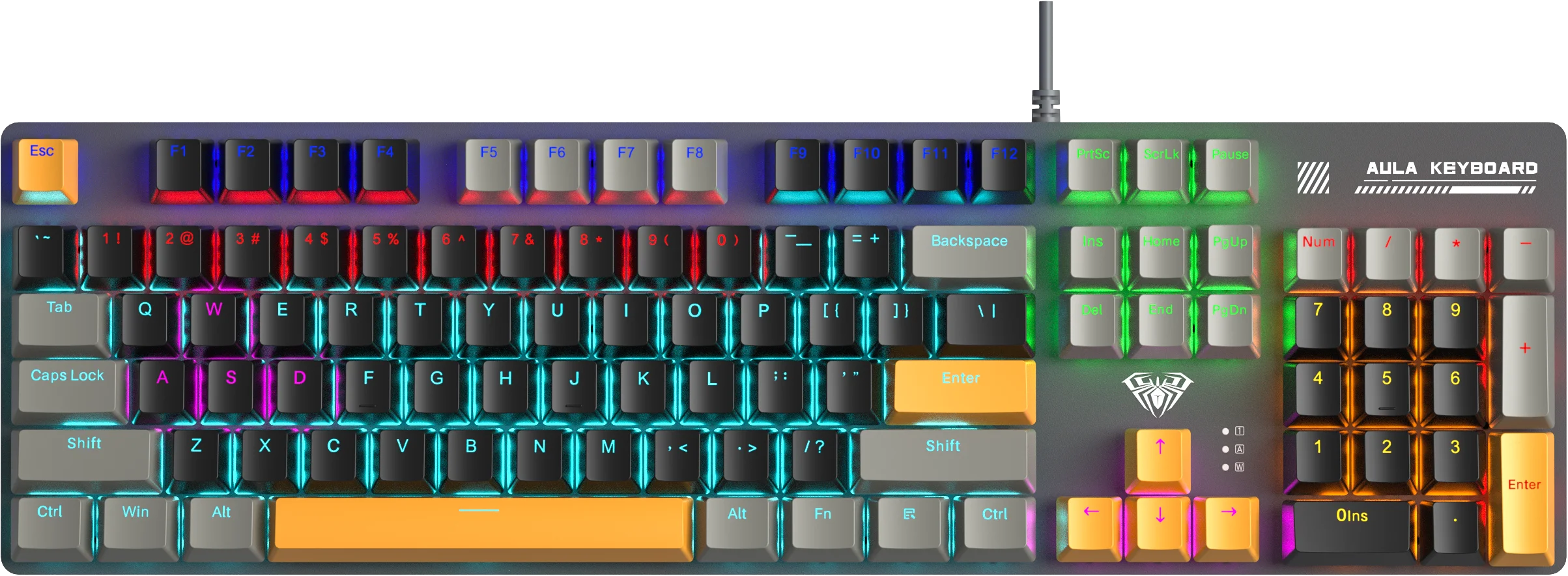 AULA S500 100% ANSI US teclado mecánico para jugar con cable y teclado numérico NKRO Shine a través de teclas para PC e-sports
