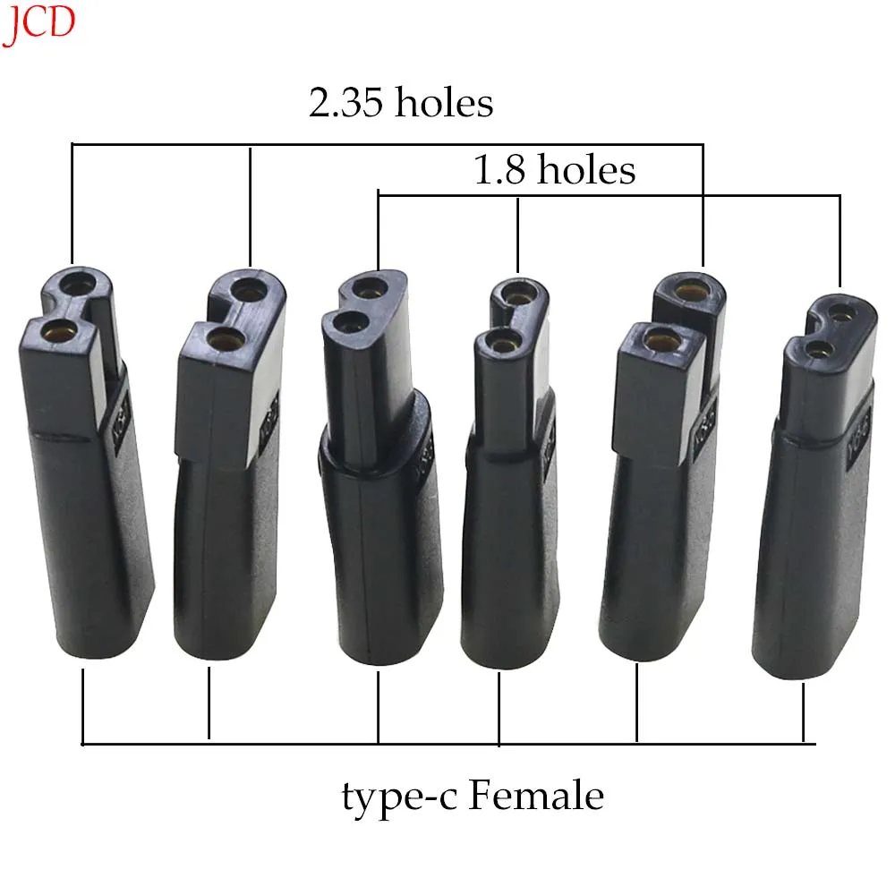 1 Uds USB tipo C enchufe hembra a 2,35 1,8 doble agujero adaptador de carga de 2 clavijas enchufe convertidor para afeitadora Pentium cortadora de pelo