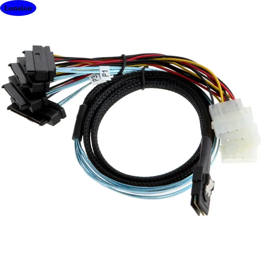 Cable adaptador de servidor MINI SAS SFF-8087 a 4 puertos MINI SAS SFF-8482 con ENERGÍA - imagen 3