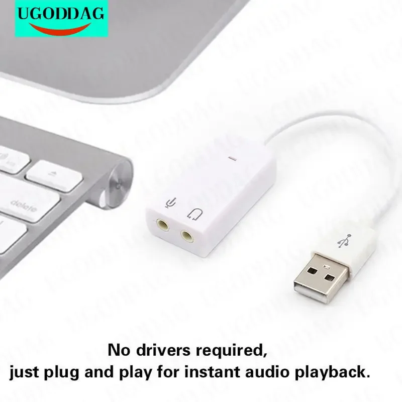 Tarjeta de sonido externa USB 7,1, adaptador USB a 3D, sonido Virtual, auriculares, micrófono, Conector de 3,5mm para ordenador portátil, PC y Notebook
