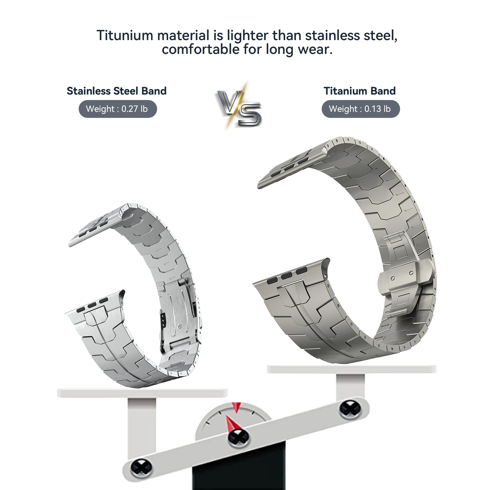 LULULOOK correa de reloj de titanio para Apple Watch Ultra 3/2/Ultra, banda de Metal de titanio de grado 2, 49mm para iWatch Ultra Color titanio - imagen 4