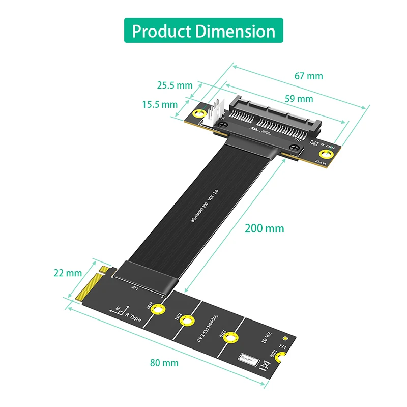 Nuevo extensor de Cable elevador NVME a PCIE X4 M.2 PCIE4.0 M Key a PCI Express 4X 4,0, Cable de extensión de tarjeta adaptadora para ordenador portátil de escritorio - imagen 4