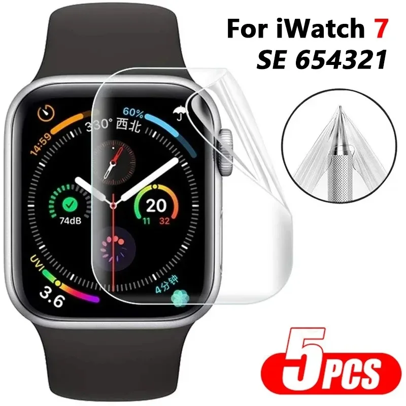 5 uds película de hidrogel para Apple Watch 9 5 6 10 3 2 1 40MM 44MM 42MM 46MM Ultra 49MM 7 8 41MM 45MM Protector de pantalla