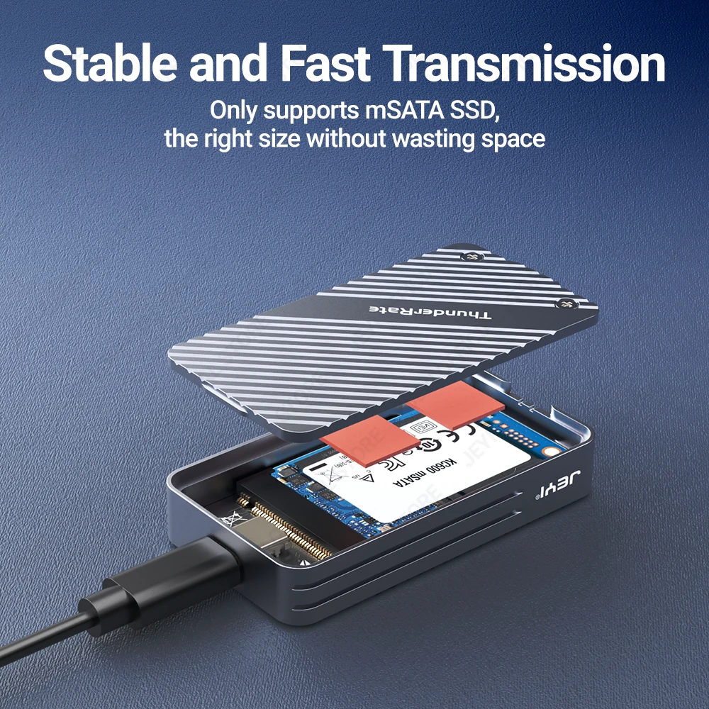 JEYI mSATA a USB 3,1 Gen2 10Gbps SSD carcasa adaptadora con puerto tipo C para disco duro interno mSATA de estado sólido - imagen 4