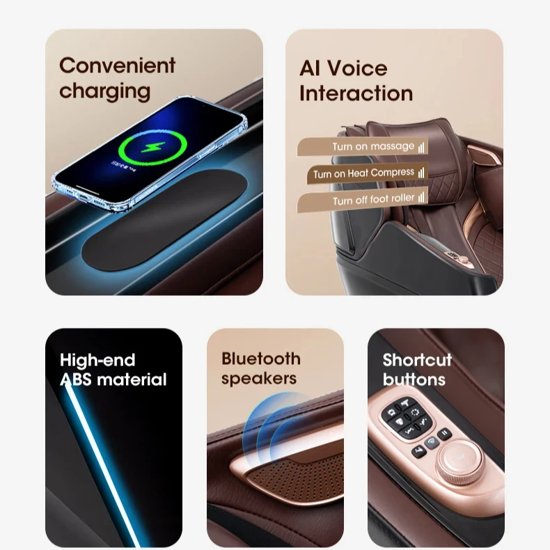 Silla De Masaje GUOHENG nueva Silla De Masaje De carga inalámbrica AI Control De voz eléctrica gravedad cero SL Track 4D masaje De cuerpo completo - imagen 2