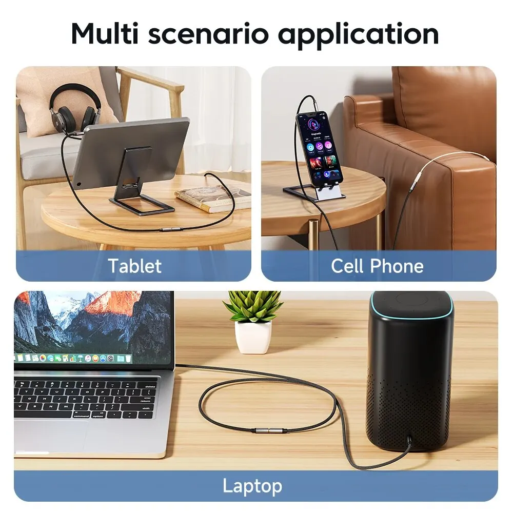 Toocki Audio-Cable auxiliar macho a hembra de 3,5mm, Conector de extensión de 4 polos para PC, teléfonos inteligentes, micrófonos, auriculares, altavoz, 3,5mm - imagen 5