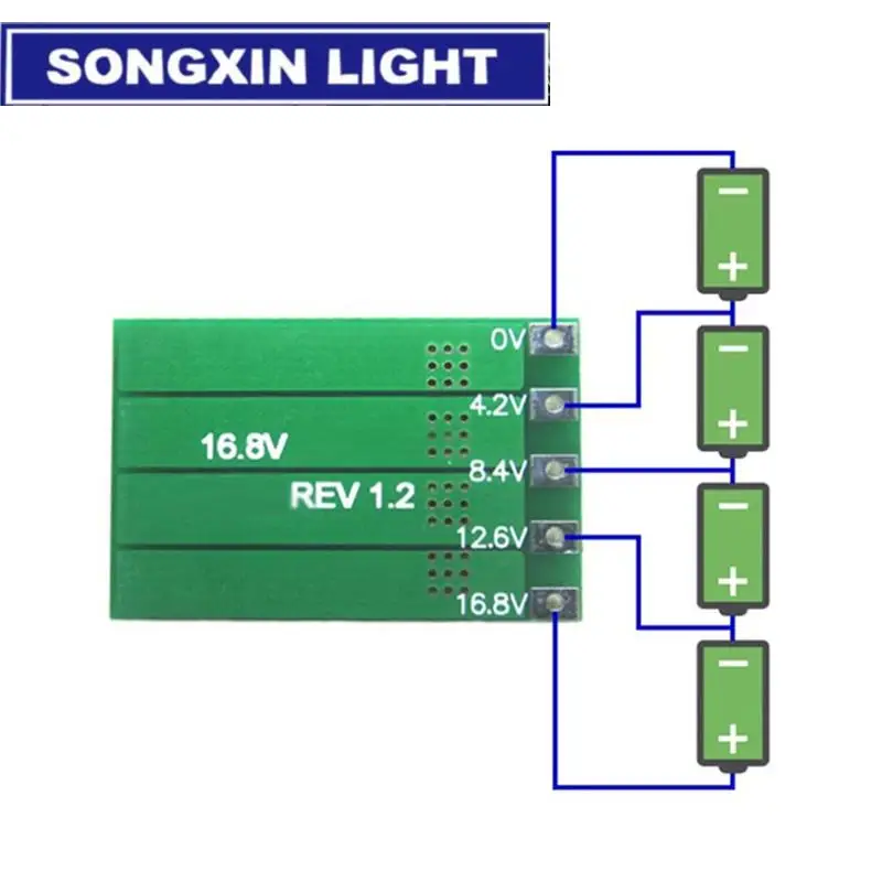 Placa de circuito de equilibrio de batería de litio 2S 3S 4S 100MA, placa de equilibrio de batería de iones de litio 18650, corriente equilibradora 8,4 V/12,6 V/16,8 V - imagen 4