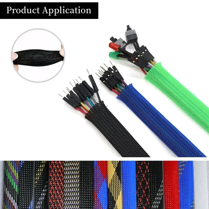 Fundas de trenza PET aisladas, envoltura de Cable de alta densidad, Protector de Cable trenzado para cables, 1-50M, 12mm - imagen 5