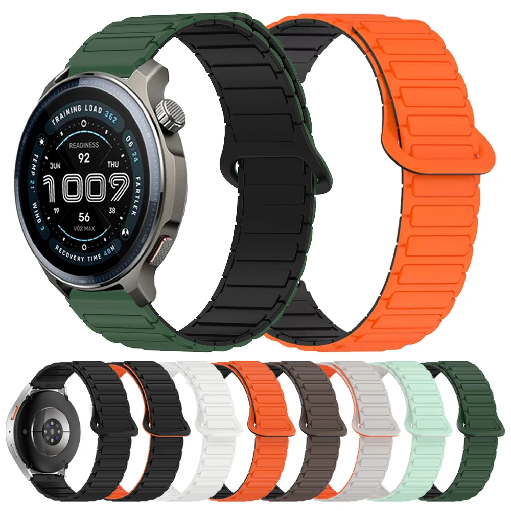 Pulsera de silicona magnética de 20mm/22mm para AMAZFIT BIP 6 5UNITY/Active 2/GTS 4 mini correa suave pulsera AMAZFIT BALANCE 2/GTR 4 3