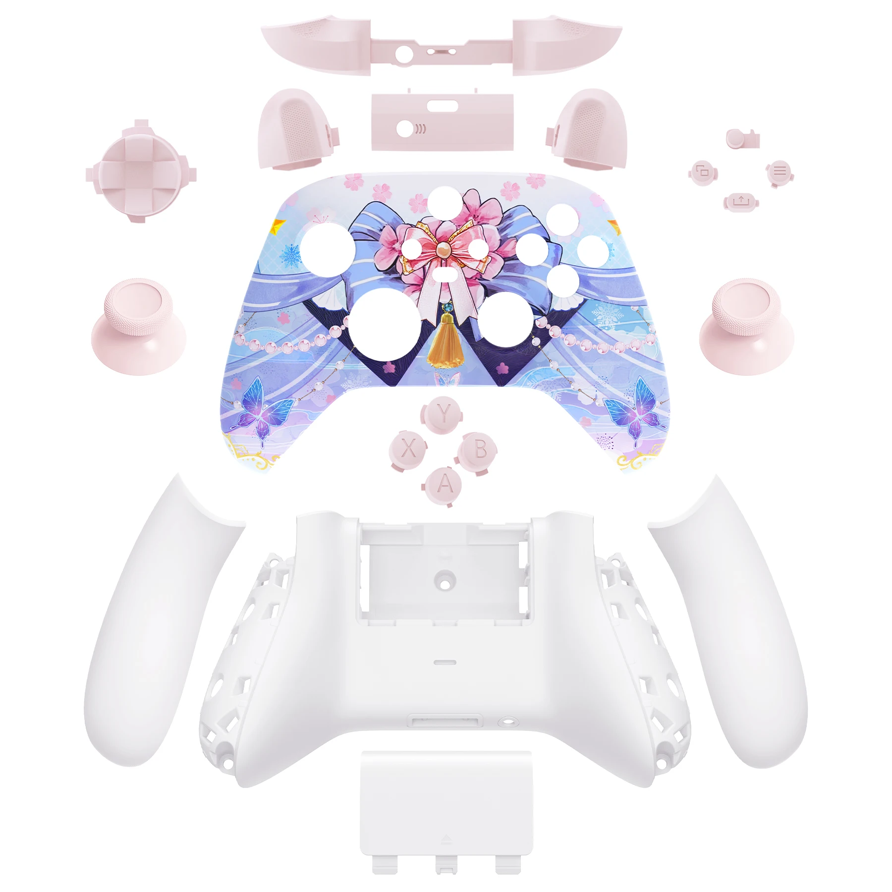 eXtremeRate Juego completo de botones de carcasa para controlador inalámbrico Xbox Core, cubierta de placa trasera frontal lateral - Cryo Impact - imagen 2