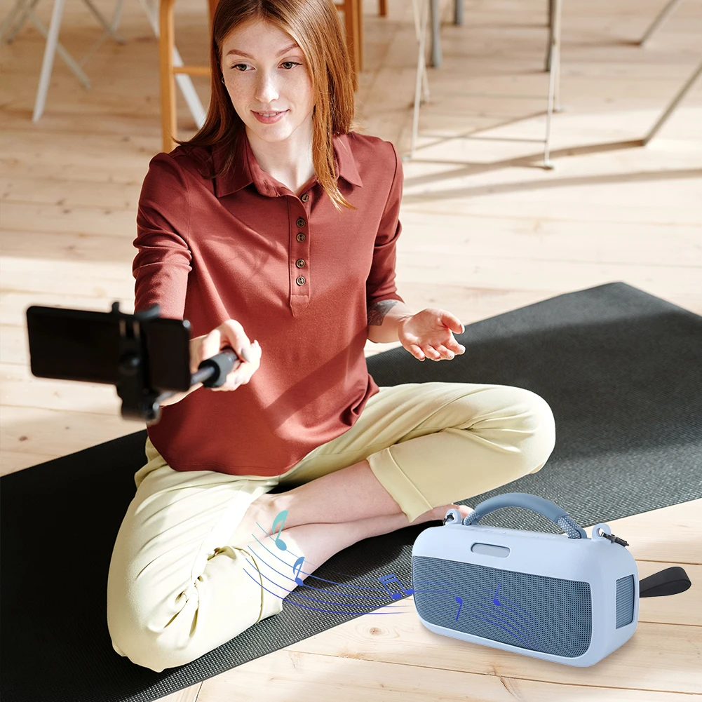 Funda protectora de silicona con correa para el hombro, funda protectora de piel, funda de altavoz portátil para altavoz Bose SoundLink Max BT