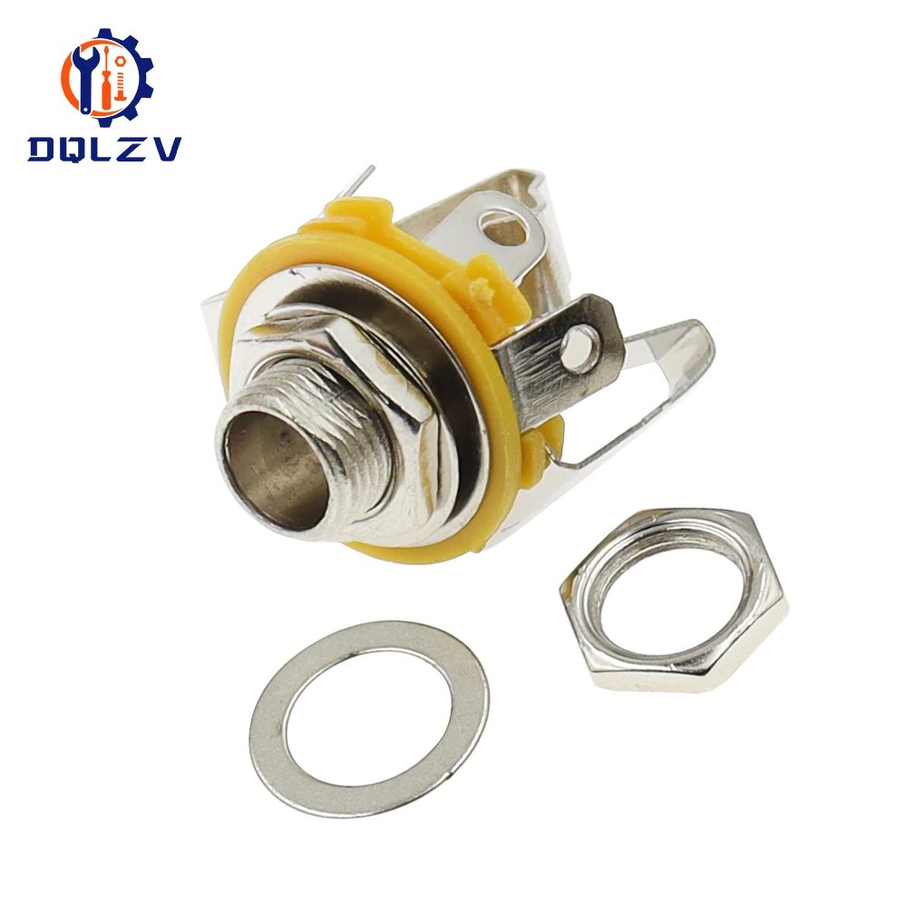 Níquel 6,35 mm 1/4 pulgadas Mono TS Panel montaje en chasis Jack Audio conector hembra soldadura - imagen 5