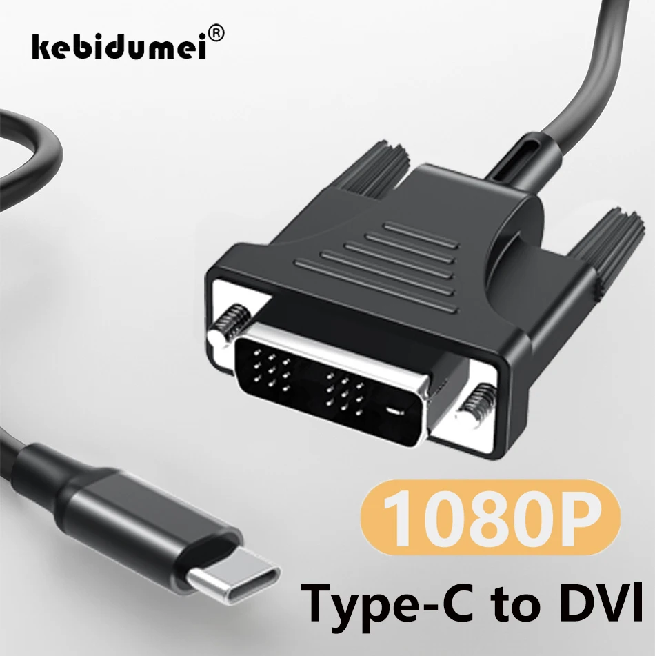 Cable USB C a DVI de 1080P macho a macho tipo C a 24 + 24 + 5 convertidor DVI para Thunderbolt MacBook Pro proyector Monitor TV S8 S9 ﻿