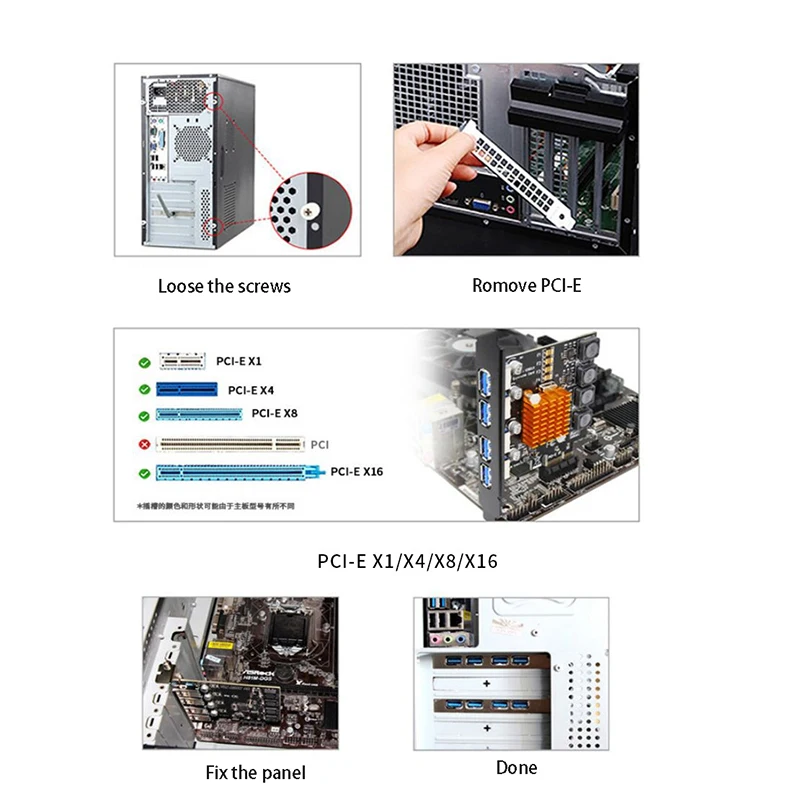 Tarjeta de extensión PCIE a USB3.0, adaptador de conversión de 5Gbps, 7 puertos PCI-E, tarjeta de conversión de PC para ordenador de escritorio, sin necesidad de fuente de alimentación extenal - imagen 2