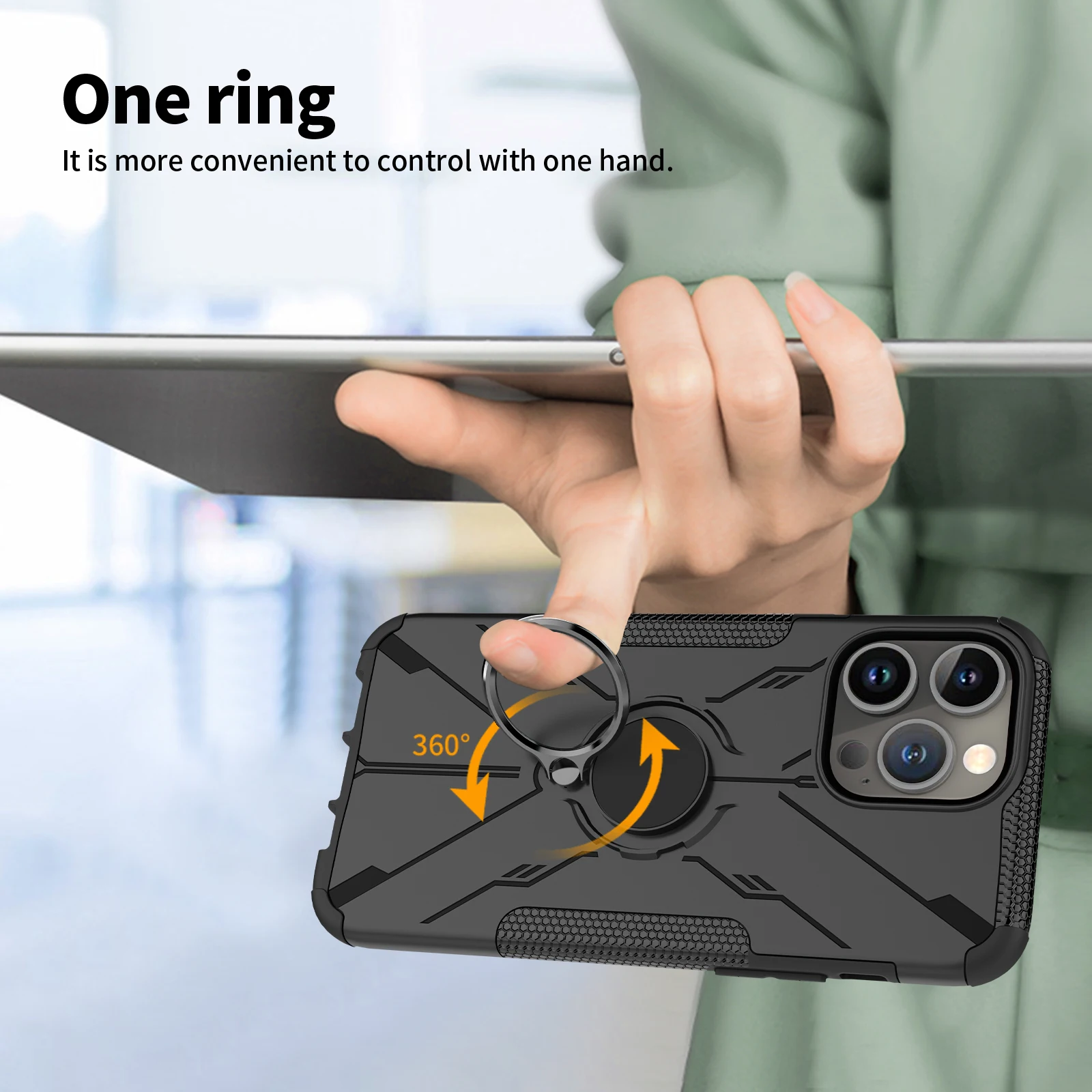 Funda con soporte de anillo Invisible para teléfono, cubierta magnética de Metal anticaída para 14 Pro Max 14Plus 13 Mini 12 11 Xs Xr SE 2022 - imagen 4