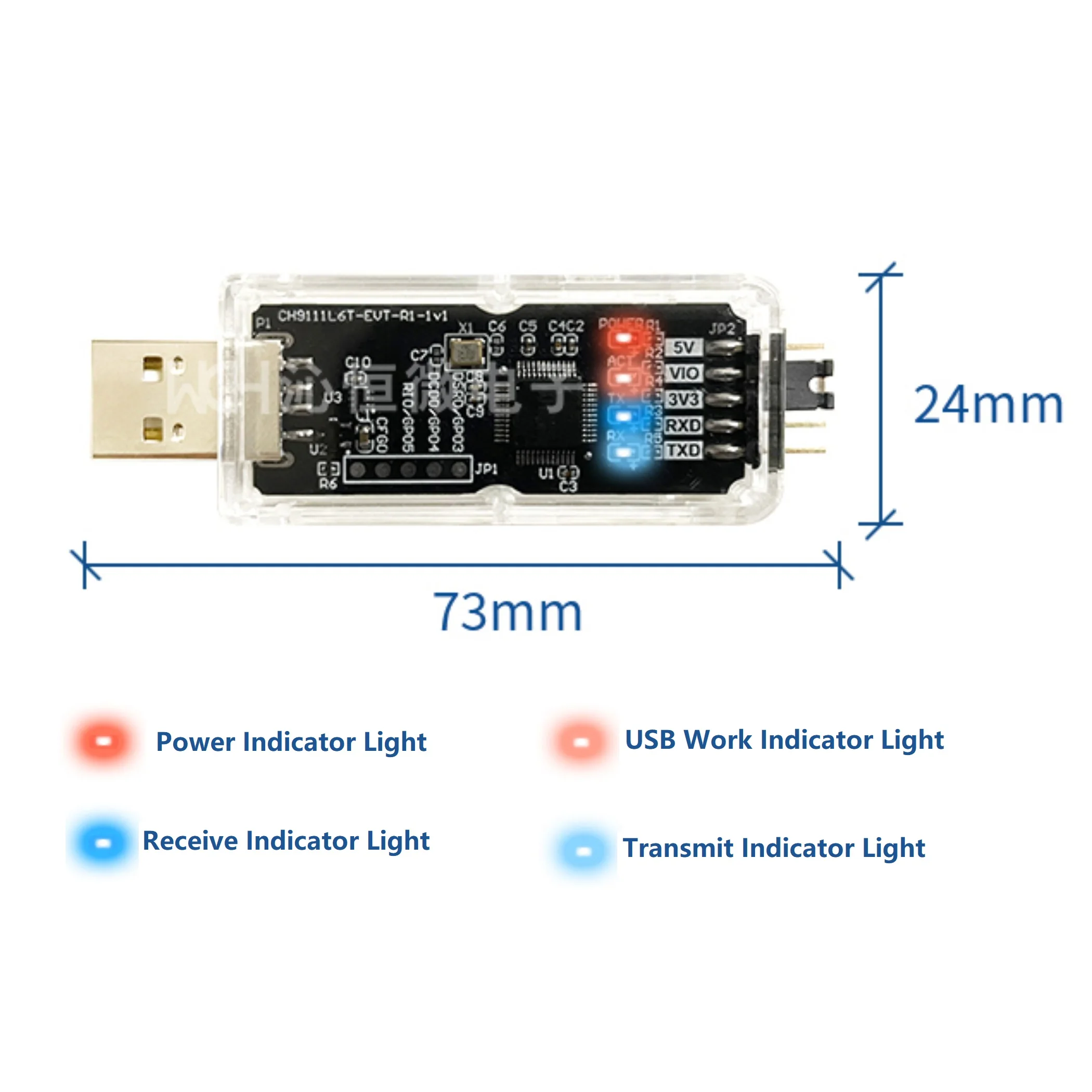 Depurador serie USB a TTL de alta velocidad con chip CH9111, transferencia de datos de 15 Mbps, adquisición de datos TTL y convertidor de descarga - imagen 5