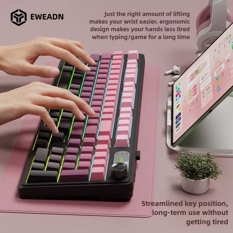 Teclado inalámbrico V102, batería grande con perilla de panel numérico, teclado de membrana de sensación mecánica para soporte de MAC/Windows de oficina - imagen 5