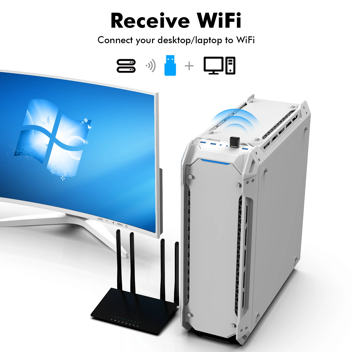 COMFAST Mini unidad gratuita 650Mbps tarjeta de red inalámbrica 2,4G 5G adaptador WiFi de doble banda WPA3 receptor Wi Fi punto caliente para PC/portátil - imagen 4