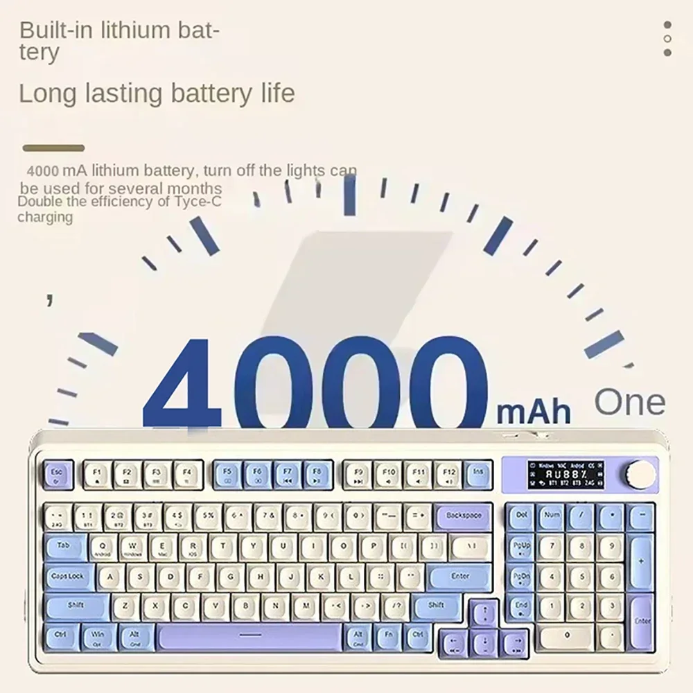 Teclado multimodo Bluetooth/2,4G/teclado con cable con pantalla tres teclados Bluetooth teclado para juegos RGB teclado inalámbrico 2,4G - imagen 2