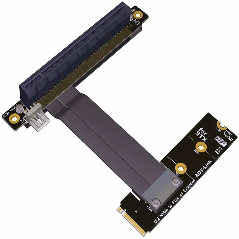 Adaptador extensor M.2 NVMe M Key a PCIe x4 x16, ángulo de 90 grados para extensión de tarjeta gráfica de placa base STX - imagen 2