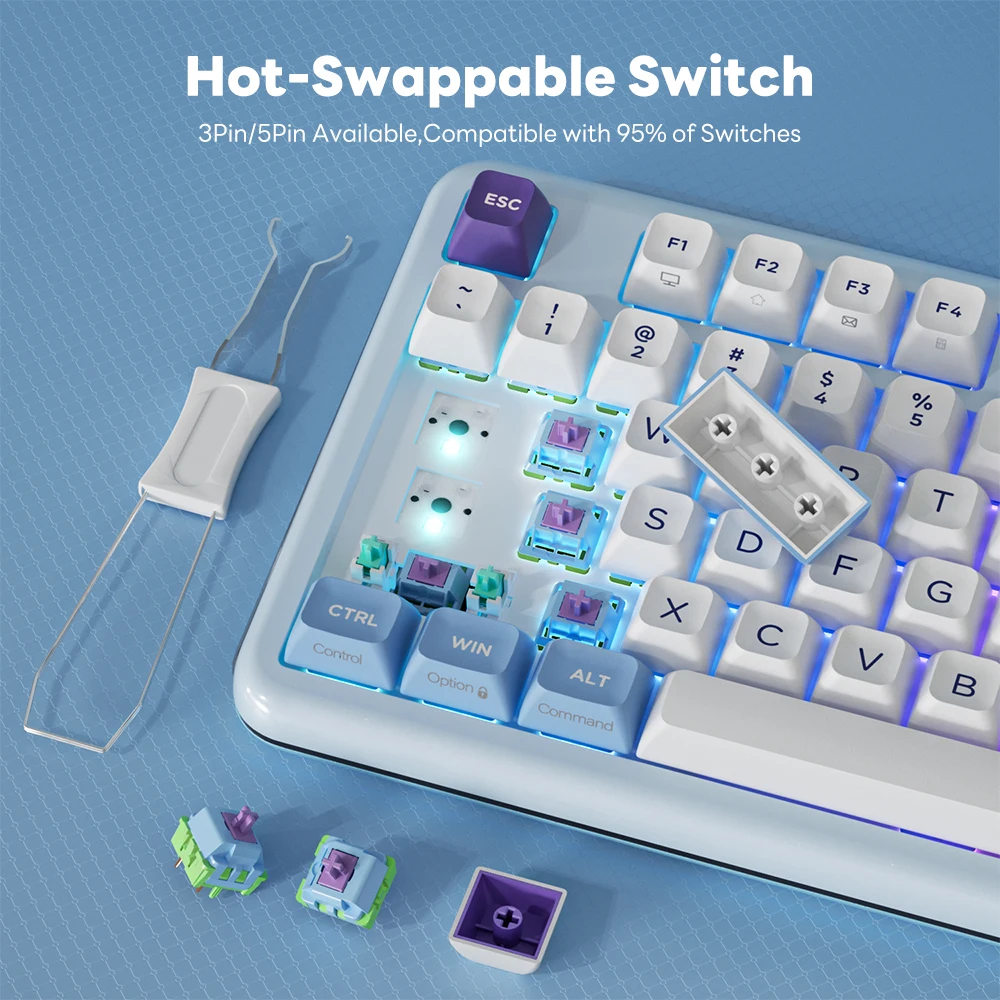 KZZI Z98 TFT pantalla a Color junta de teclado inalámbrico intercambio en caliente con conexión trimodal multifunción adecuada para teclado de juegos - imagen 2