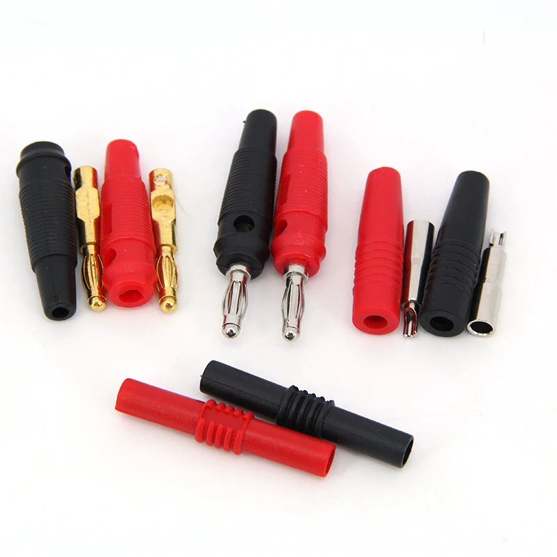 Rojo Negro 4mm Banana macho hembra a hembra enchufe conector de cobre adaptador de altavoz de Audio extensión acoplador de enchufe aislado